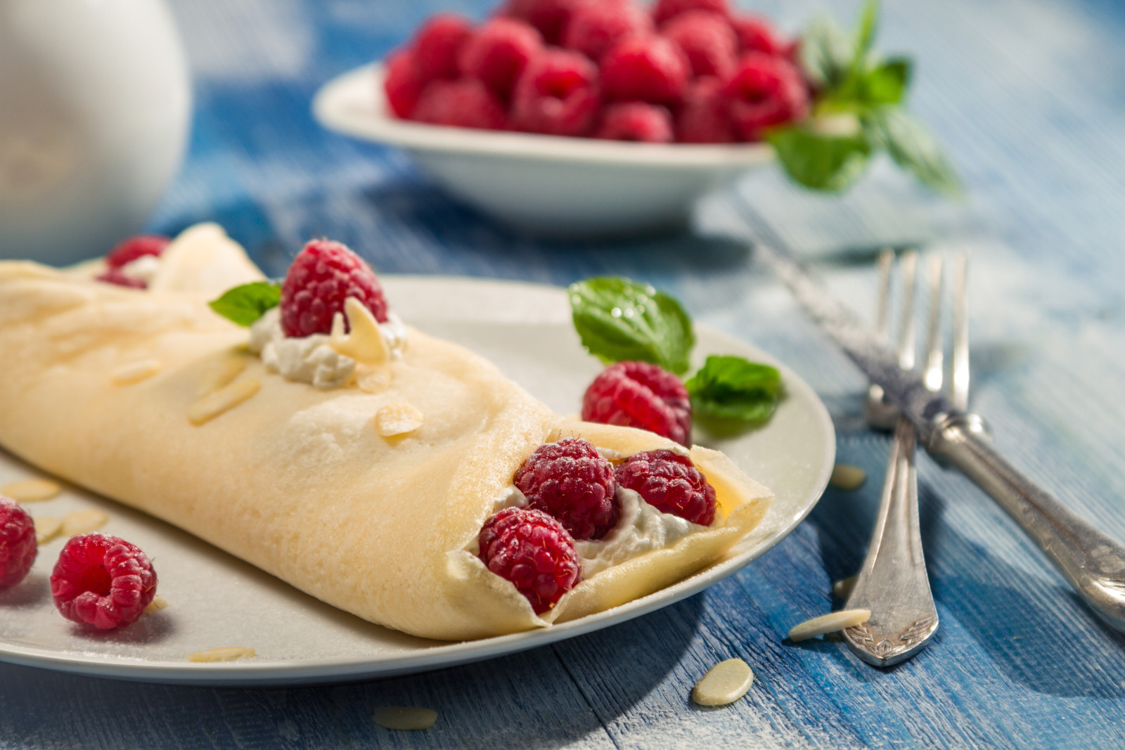 bär, pannkakor, frukt, Malinka, En läcker dessert