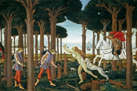 Genre, Berge, Mythologie, Menschen, Bild, Fahrer, Sandro Botticelli, Meer