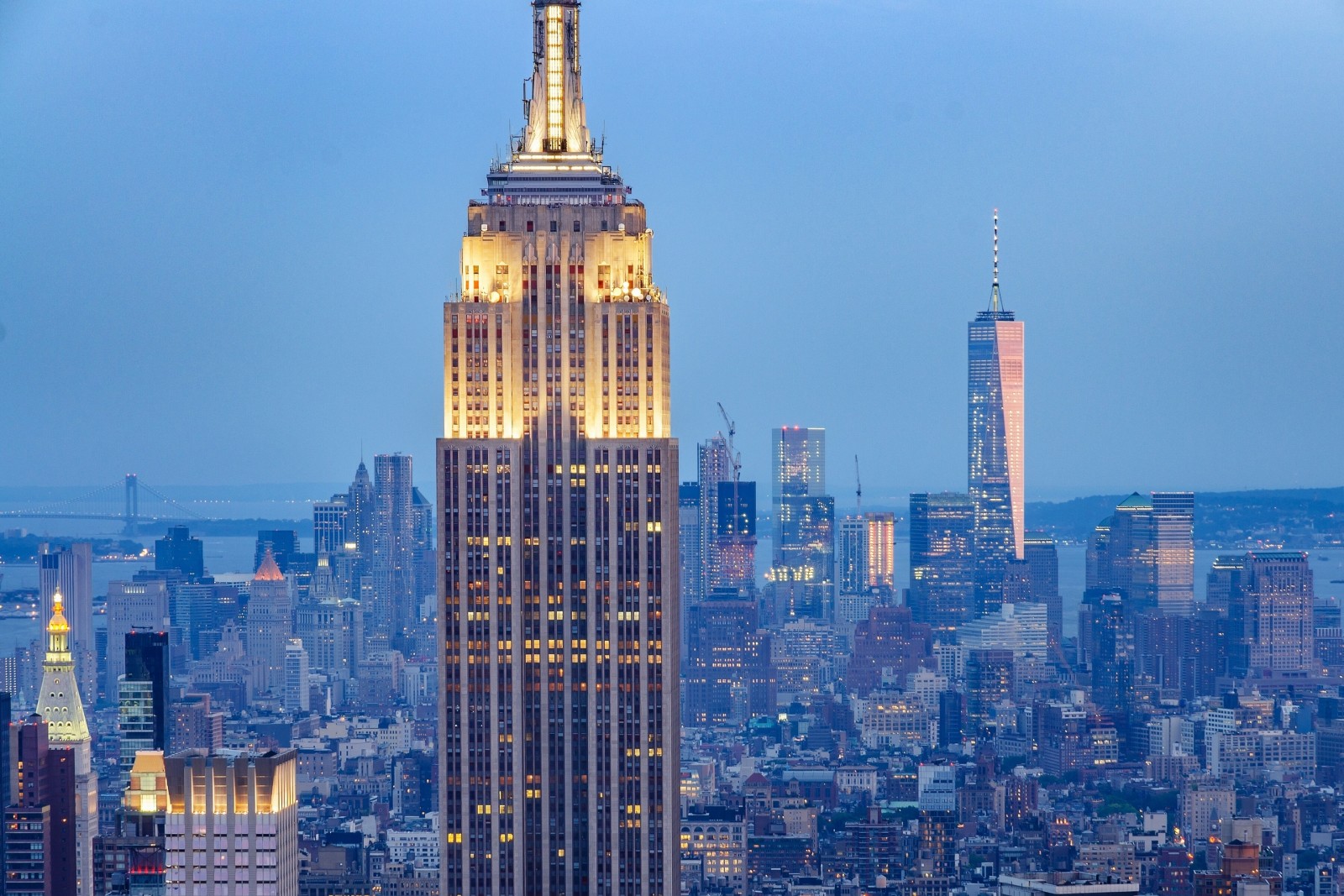 rascacielos, panorama, edificio, Nueva York, Manhattan, Nueva York, El edificio Empire State, edificio Empire State