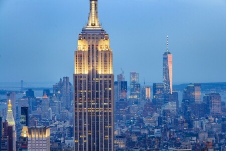 Gebäude, Empire State Building, Manhattan, New York, New York City, Panorama, Wolkenkratzer, Das Empire State Building