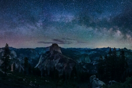 Galaxis, Gletscher, Landschaft, milchig, Natur, Nacht, Punkt, Himmel