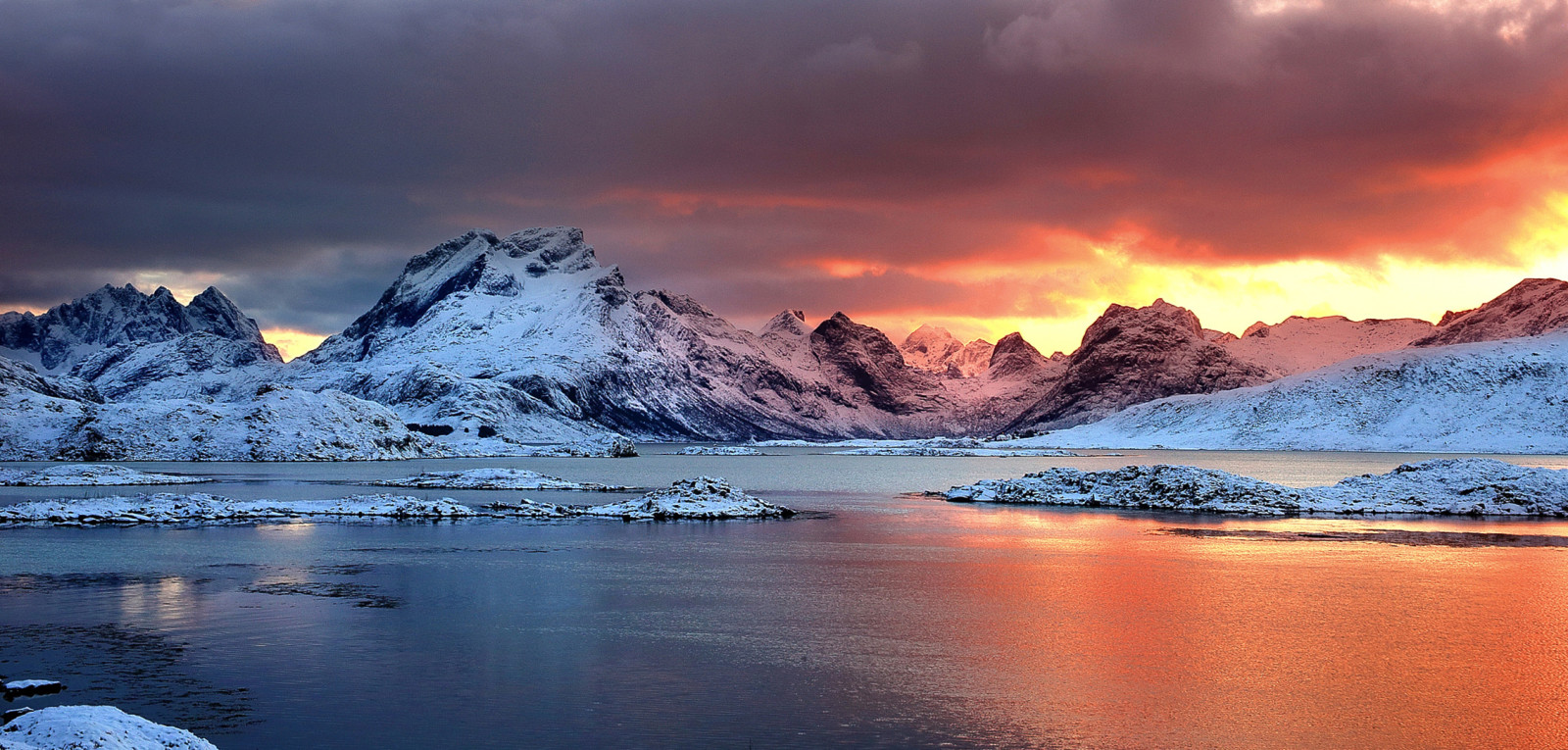 sne, sø, is, vinter, lys, Aurora, stjerner, Island