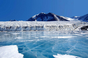 Glacier, is, innsjø, fjellene, himmelen