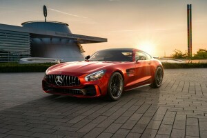 2019, AMG, autor: Ahmed Anas, CGI, GT R., Mercedes-Benz, wykonanie, zachód słońca