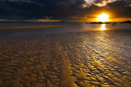 paesaggio, mare, tramonto