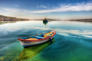 bateau, la nature, l'eau