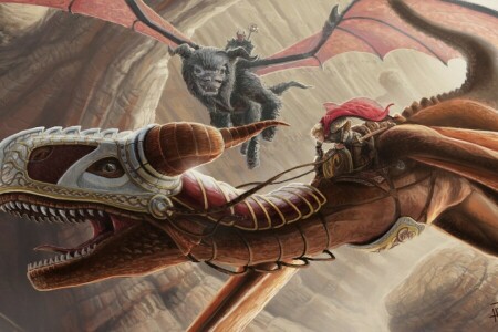 armor, art, cloak, dragons, flight, Jon Hrubesch, people, Rider