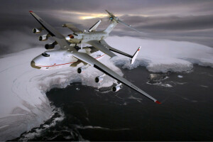 coast, flight, ice, Mriya, The an-225, The ocean, the plane, USSR