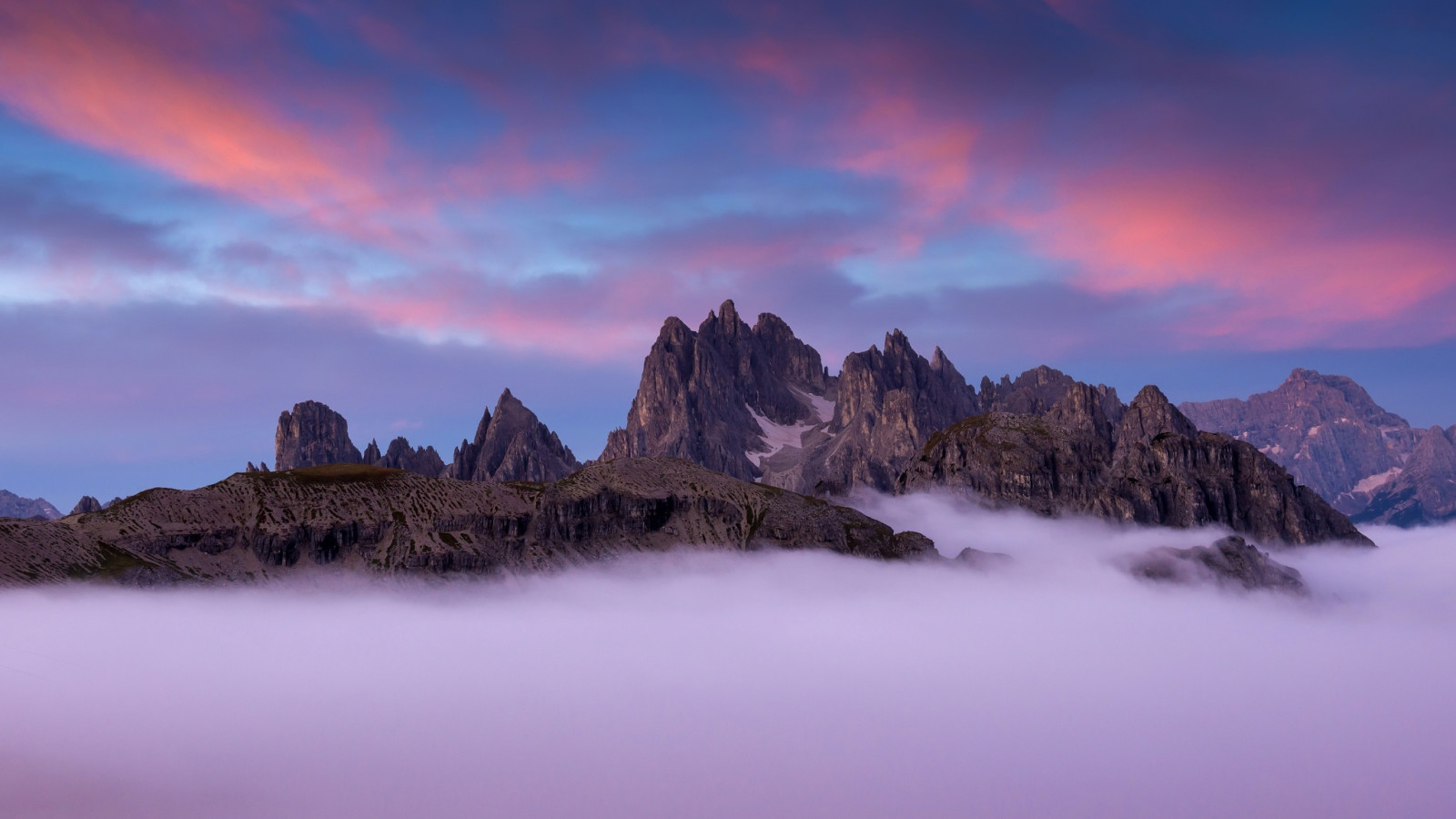 wolken, bergen, Italië, rotsen, mist, De Dolomieten, pieken