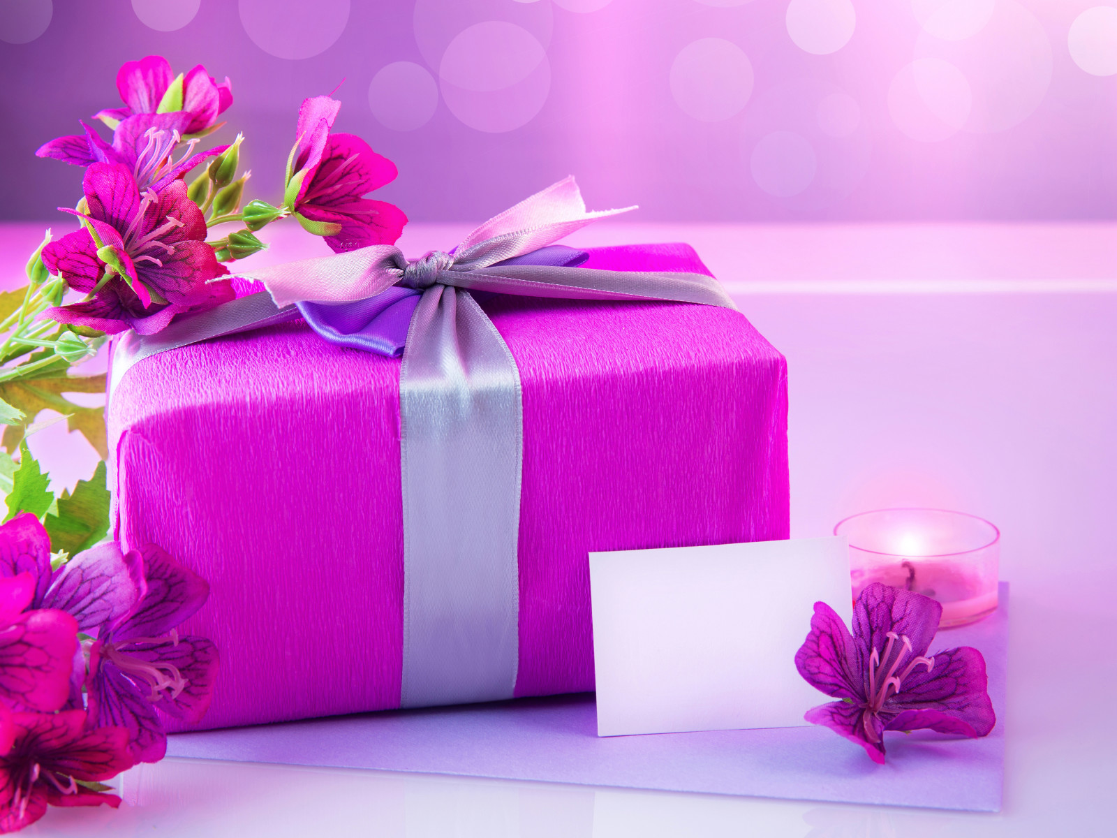 gift, gifts, flower, candle, alstremeria