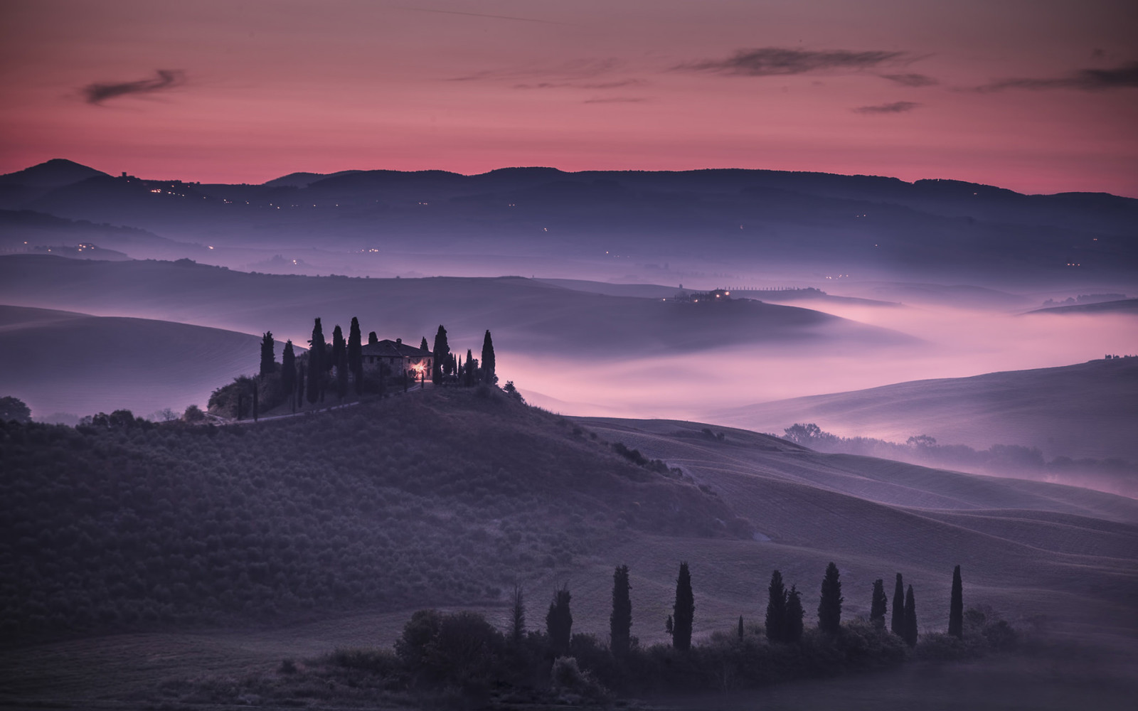 Ιταλία, λόφους, Ανατολή ηλίου, Toscana