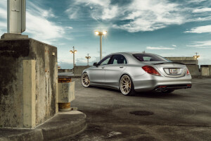 Adv.1, Matte, Mercedes-Benz, outdoor, Rear, S63, sedan, Silver