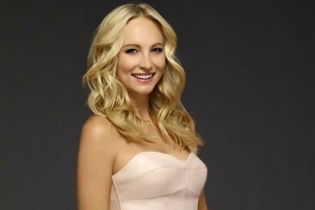 aktorka, tło, blond, Candice Accola, Caroline Forbes, dziewczyna, sezon 6, uśmiech