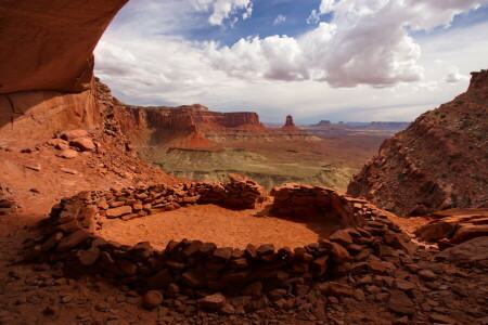 canyon, bjerge, klipper, sten, himlen