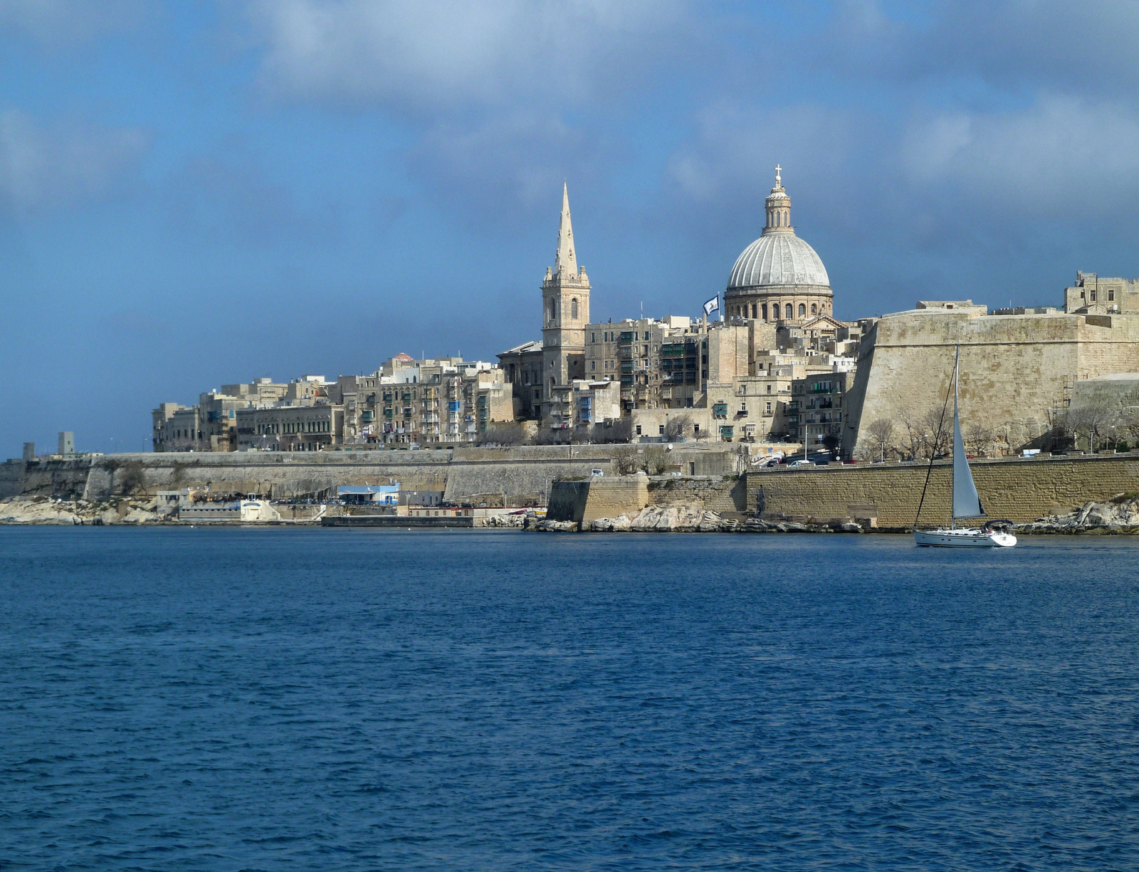 nebe, moře, Domov, kupole, Malta, Valletta