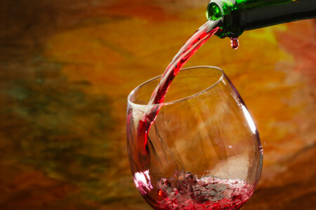 bottle, glass, red, wine