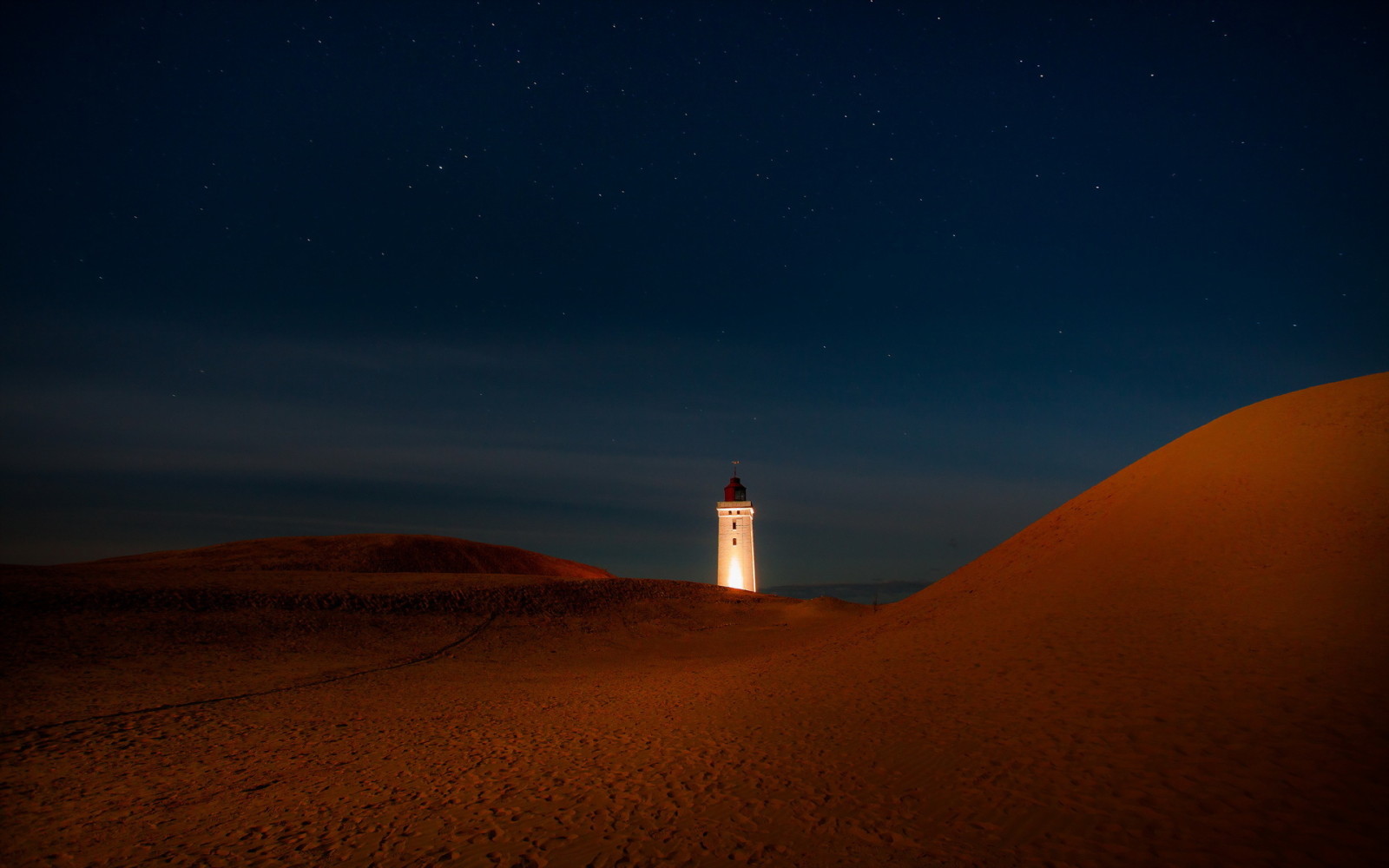 natur, måneskinn, Rubjerg