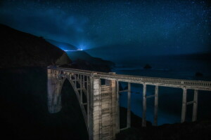 Bixbybridge, Kalifornia, środkowe wybrzeże, krajobraz, długa ekspozycja