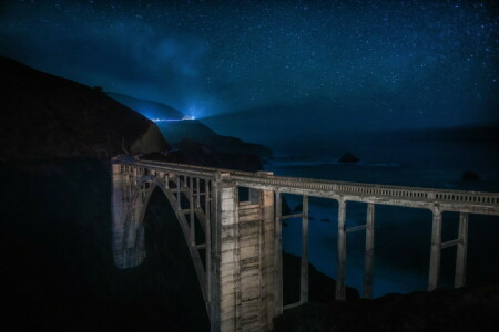 bixbybridge, Kalifornia, centrálne pobrežie, krajina, dlhá expozícia