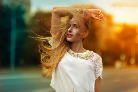 beautiful, Blik, girl, hair, lips, Nastya, the sun