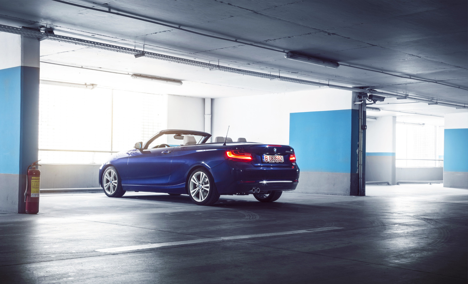 bleu, voiture, BMW, allemand, Garage, Cabriolet, Arrière, 220d