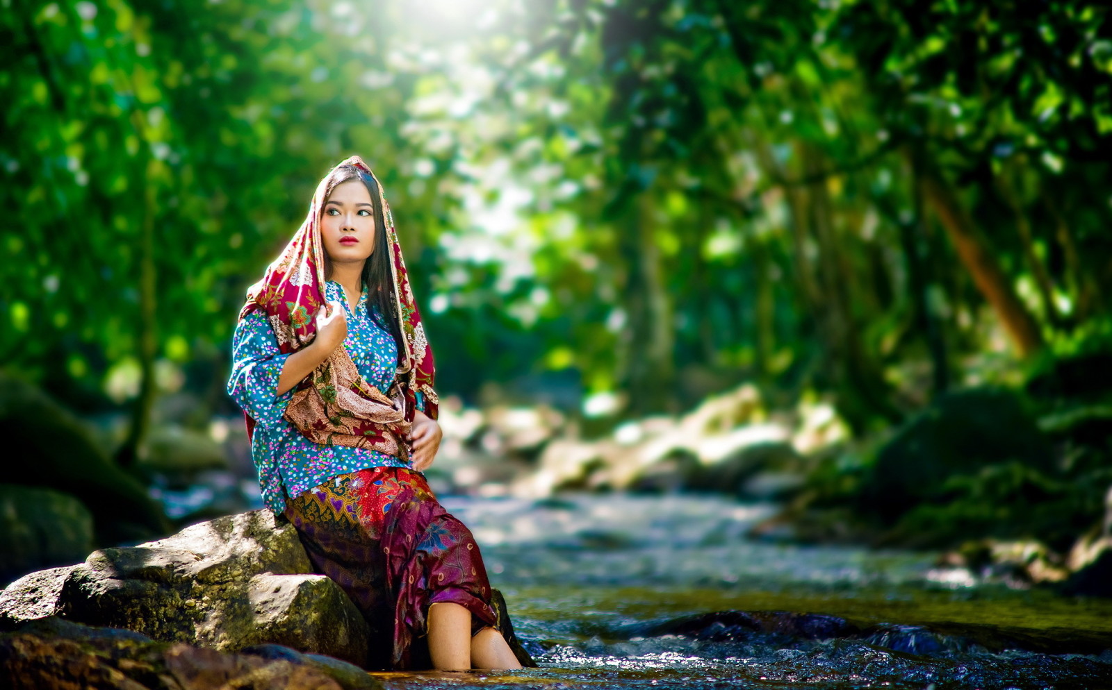 Sommer-, Mädchen, asiatisch