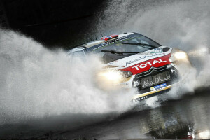 car, Citroen, DS3, lights, Machine, puddle, Rally, sport