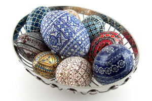 basket, Easter, eggs, Pysanka