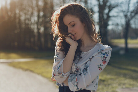 brunette, girl, pose