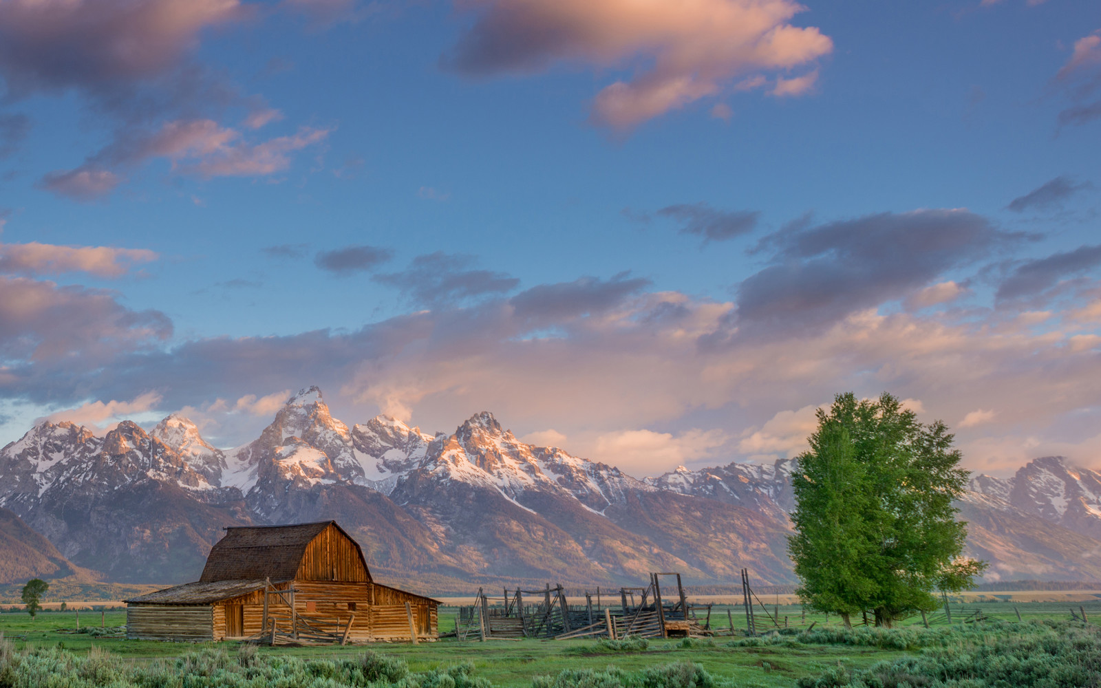 ochtend-, zonsopkomst, Grand Teton