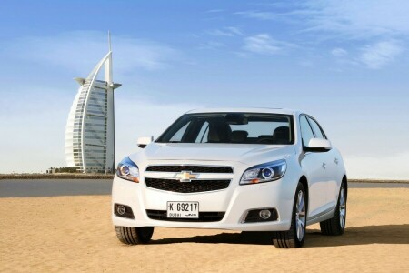 auto, strand, dag, Dubai, Malibu, zand, De voorkant, wit