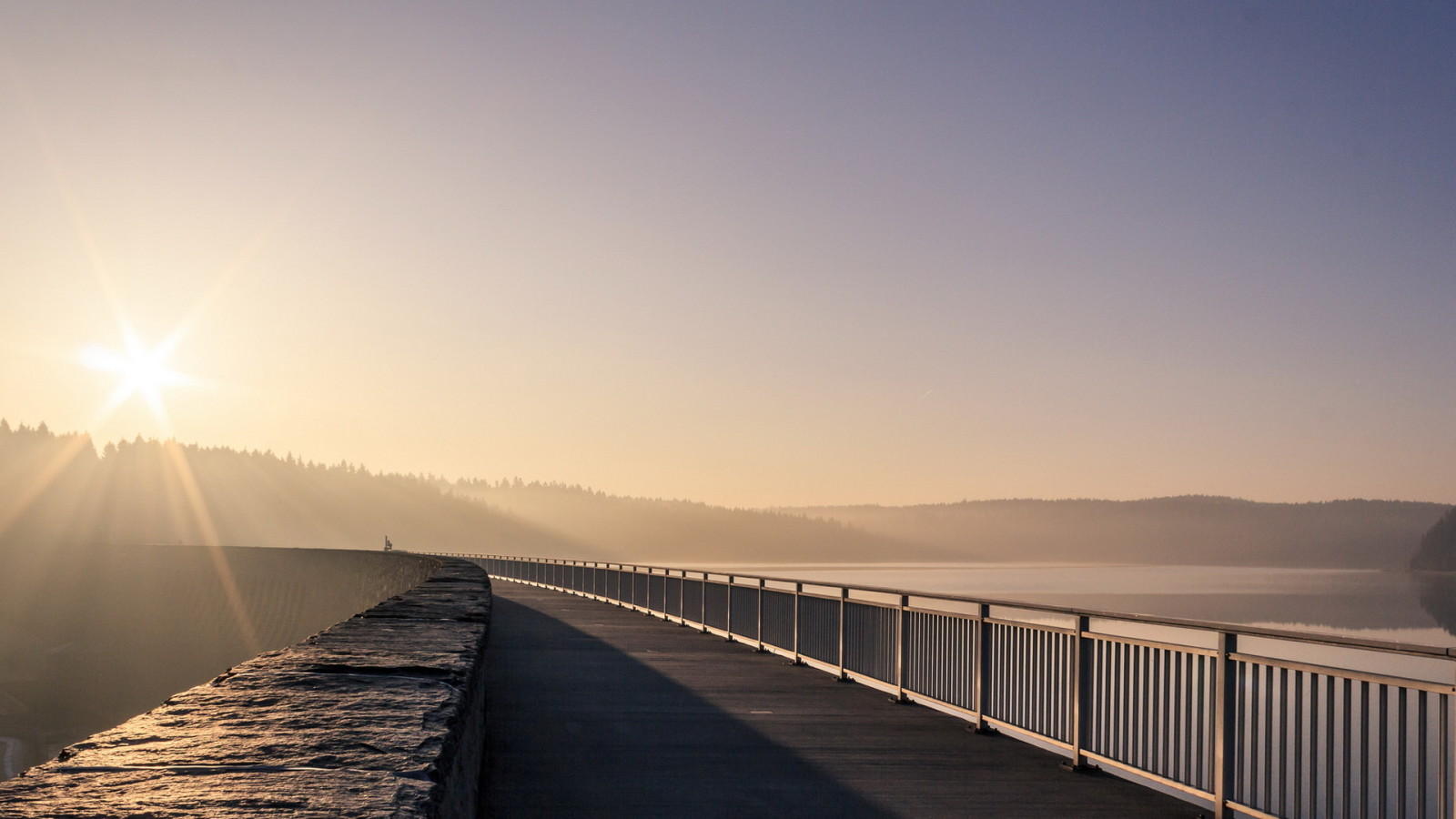 leggero, paesaggio, mattina, ponte