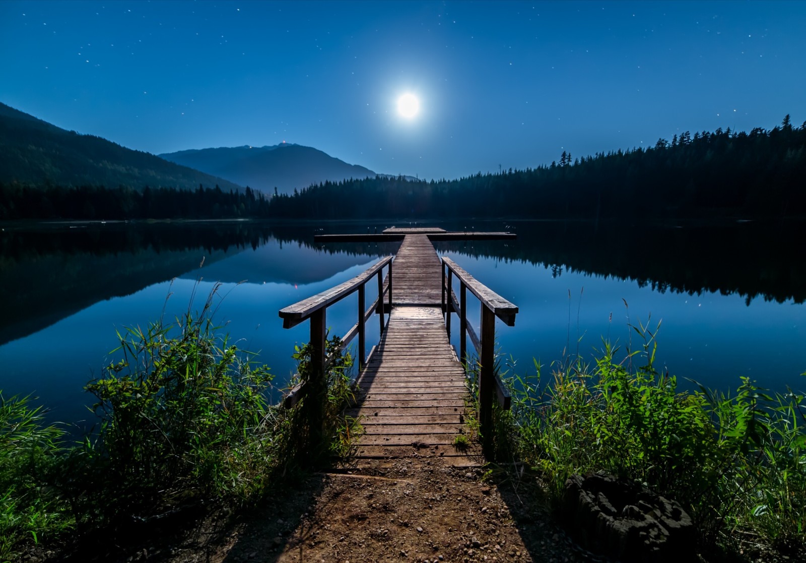 forêt, la nature, Le ciel, mostok, Lac, paysage, Canada, nuit