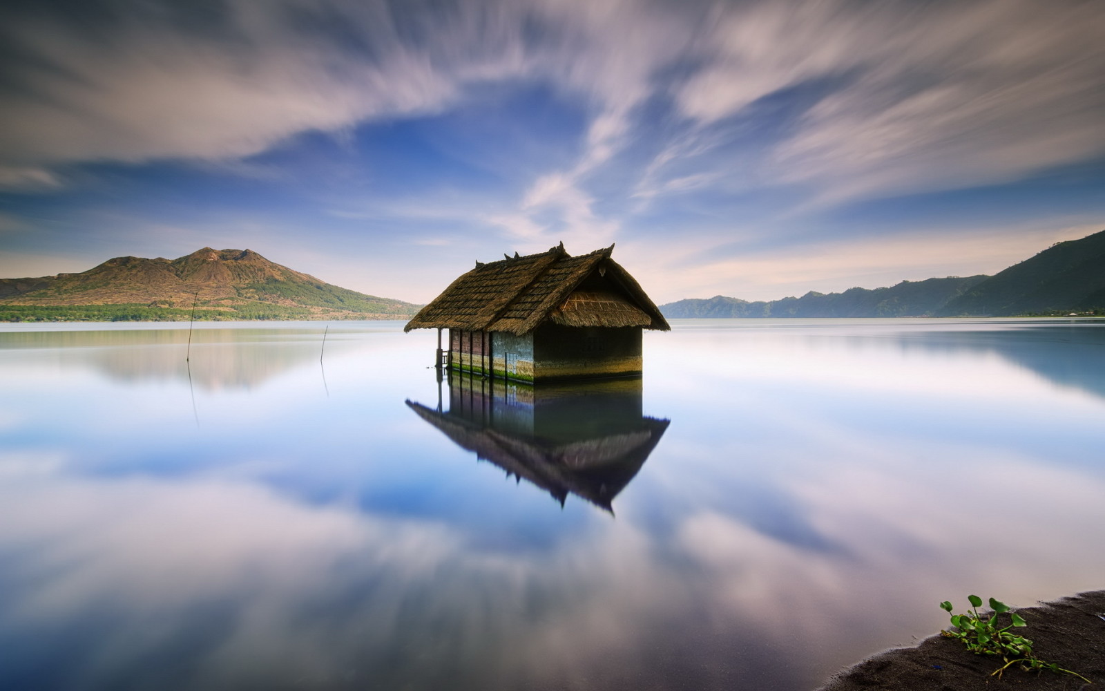 house, lake, landscape