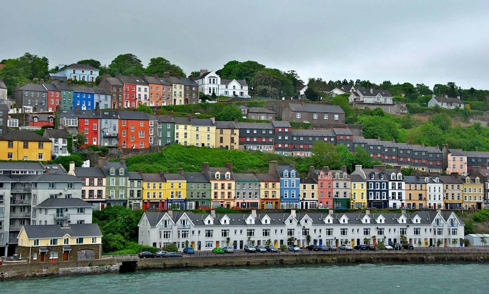 the sky, sea, trees, home, slope, Ireland