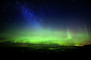 noite, Aurora boreal, estrelas, o céu