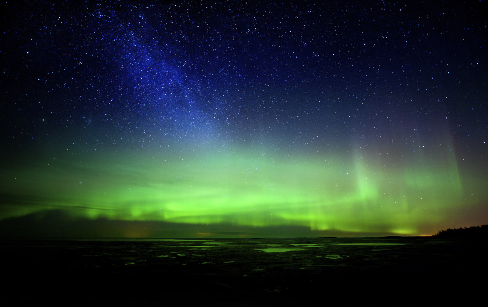 de lucht, nacht, sterren, Noorderlicht