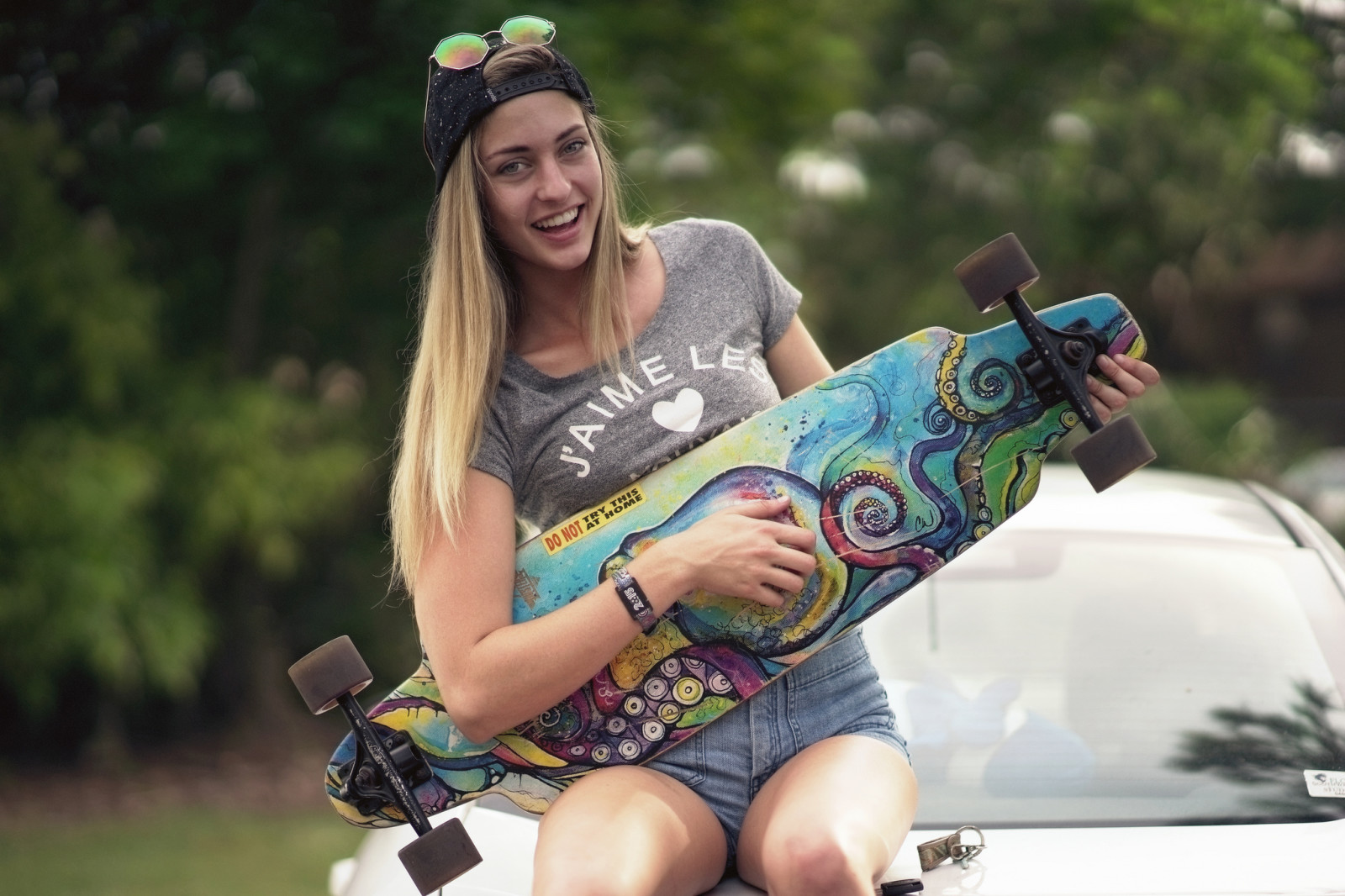 niña, sonrisa, deporte, patinar