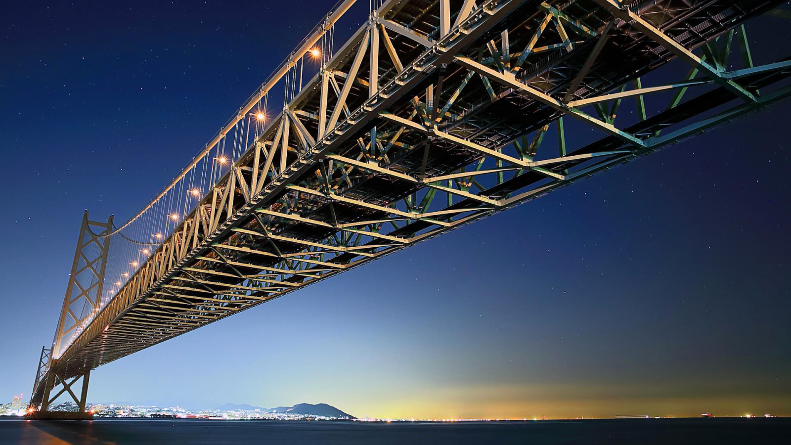 the sky, island, Japan, Bridge, Honshu, Kobe, Awaji, akashi kaikyo bridge