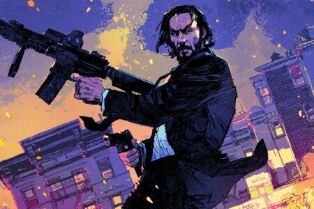 Cinema, city, film, gun, John Wick, John Wick: Chapter 2, keanu reeves, Man