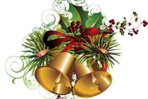 bells, berries, holiday, postcard, Vector