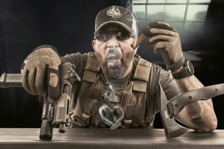 cigar, Equipment, heart, Man, weapons