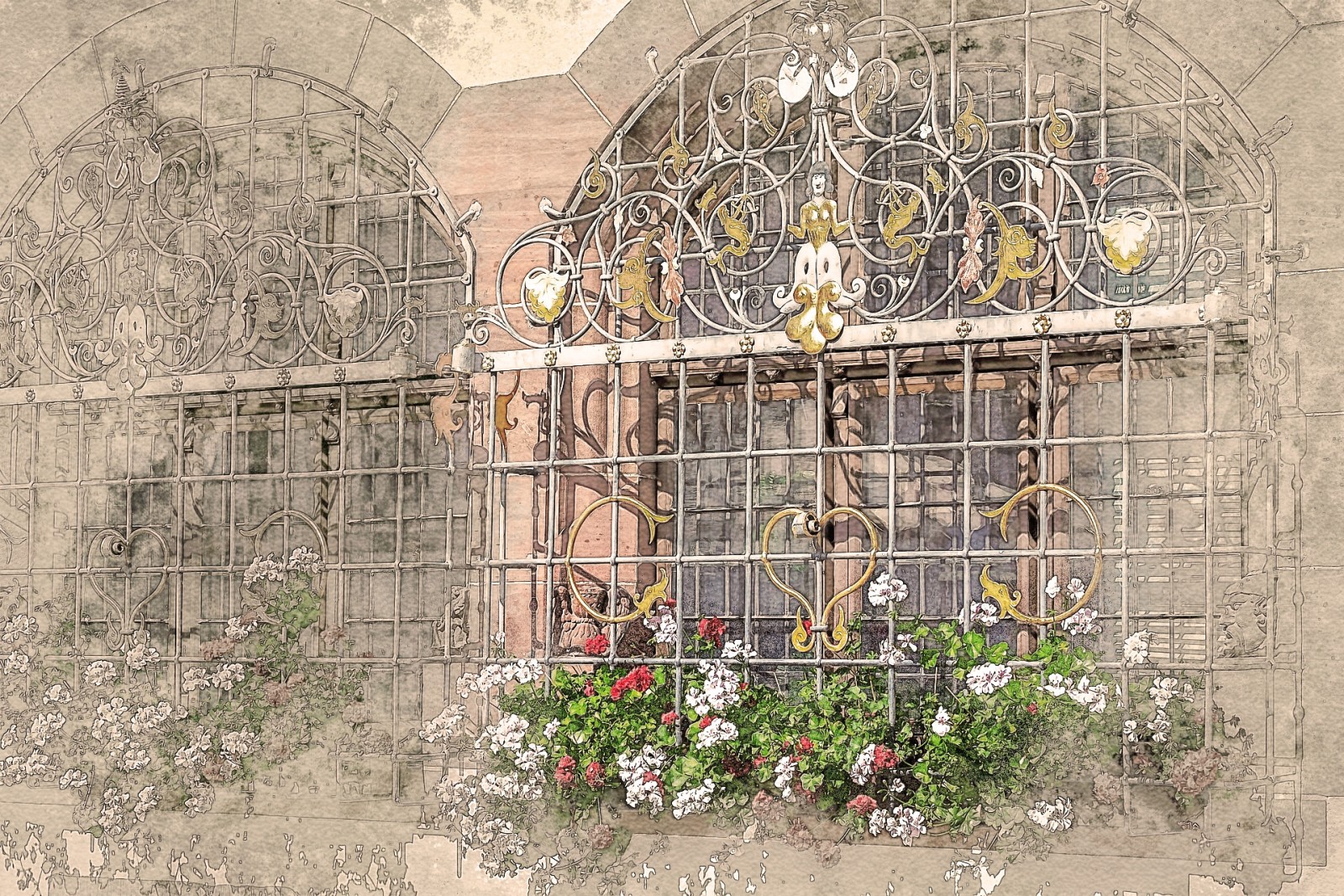 ventana, pintar, photoshop, acuarela