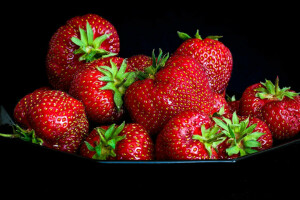 berry, harvest, plate, strawberries, strawberry