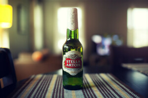 beer, bottle, stella artois