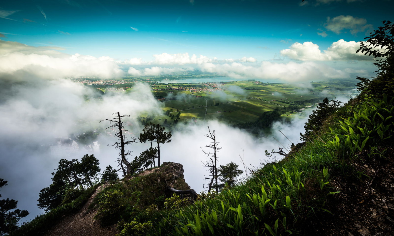 naturaleza, campo, nubes, panorama, altura