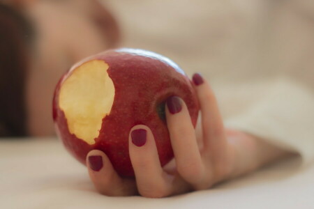 apple, background, hand