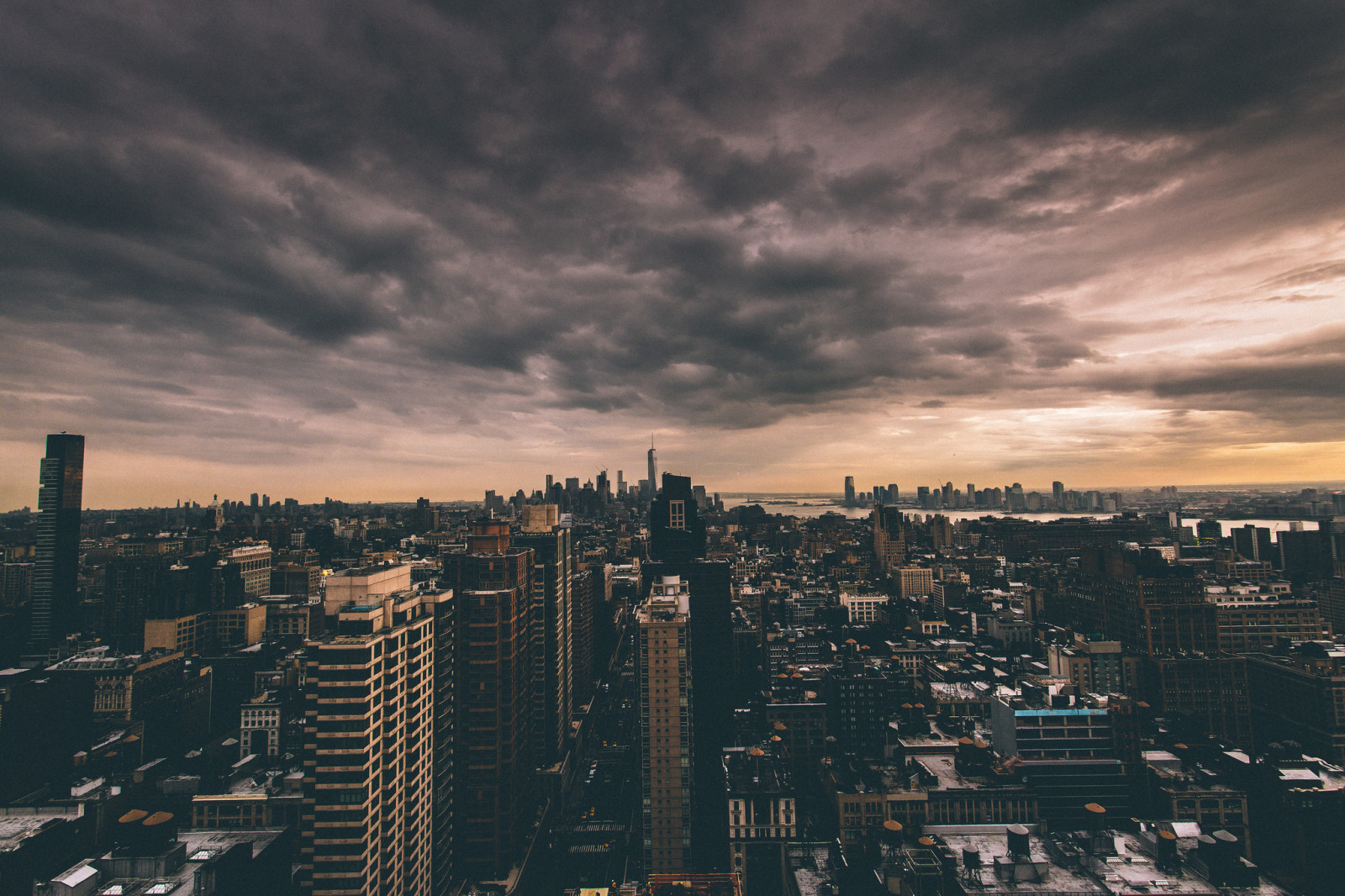 clouds, twilight, horizon, New York, Manhattan, 1WTC, OWTC, One World Trade Center