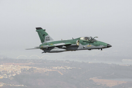 A-1M, Brasilia, Brasilien, FAB, Flug, Pilot, der Himmel, Das Geschwader raucht