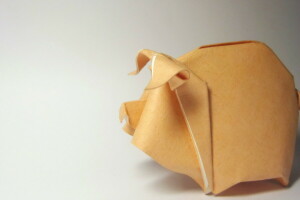 fundo, origami, porquinho